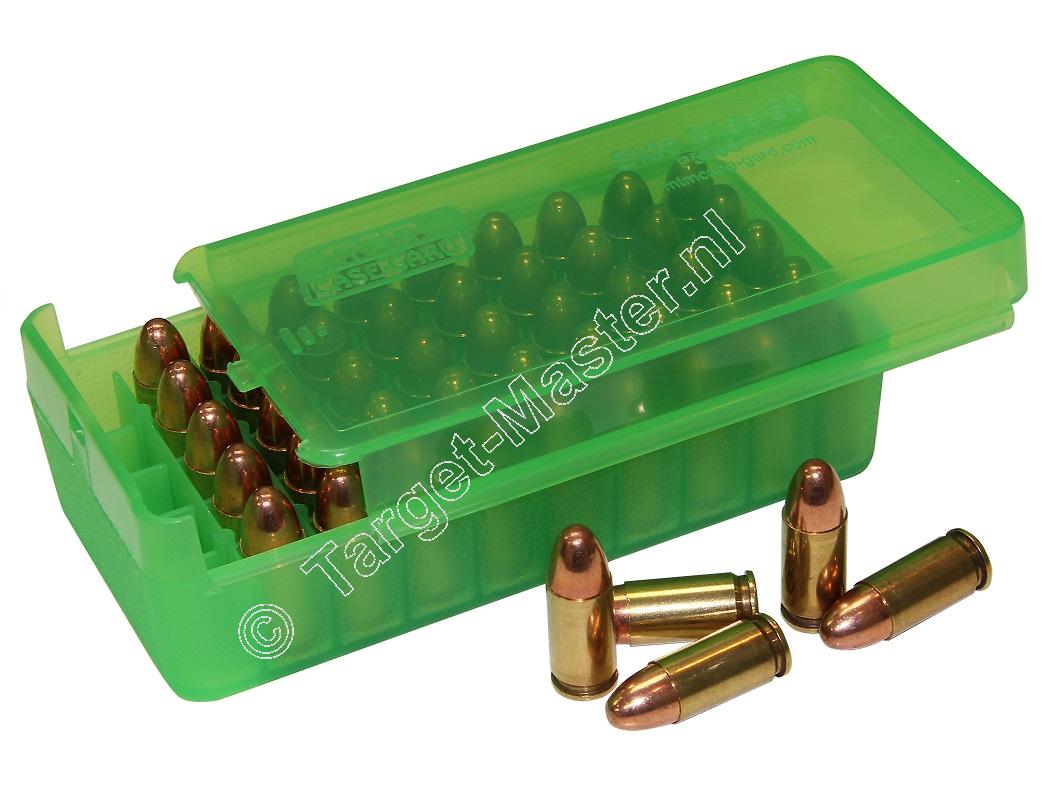 MTM P50SS-45 Side-Slide Ammo Box CLEAR GREEN content 50